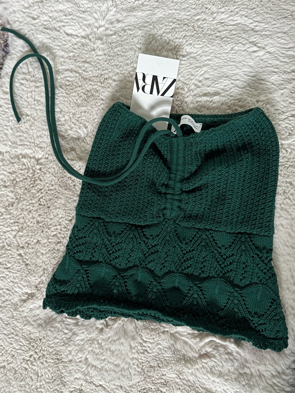Zara Dark Green Strapless Top